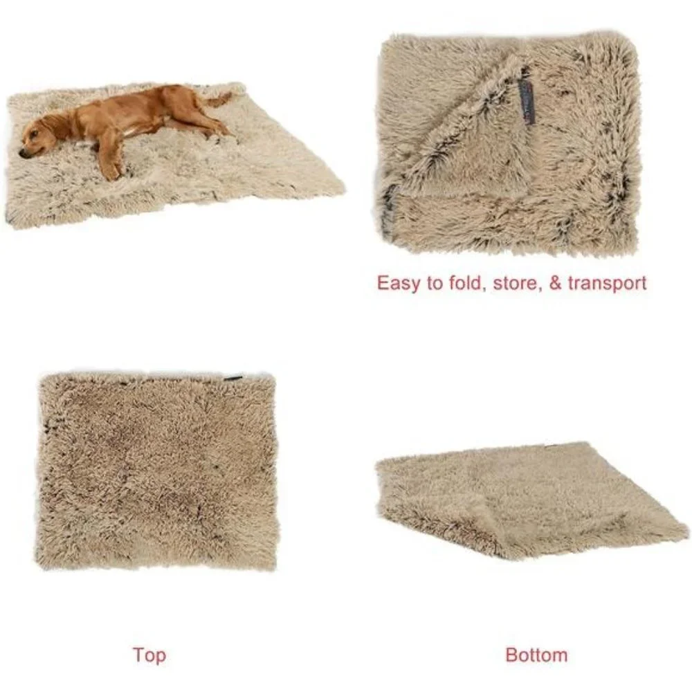 Calming Shag Fur Pet Throw Blanket, Taupe, 30